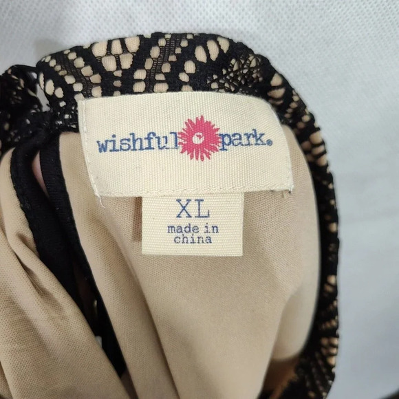 Wishful Park Shift A-line Dress Women Size XL Black Tan Lined Sleeveless Lattice - Picture 6 of 8